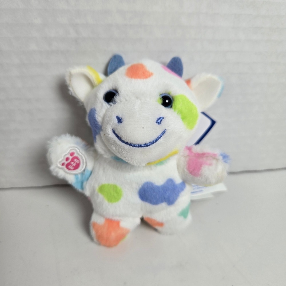 New NWT Micro Build-A-Bear Mini Beans Series 1 Plush 4" Pastel Splatter Cow
